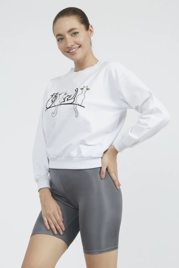 Frauen Sweatshirt 9099-6 Weiß ADROM