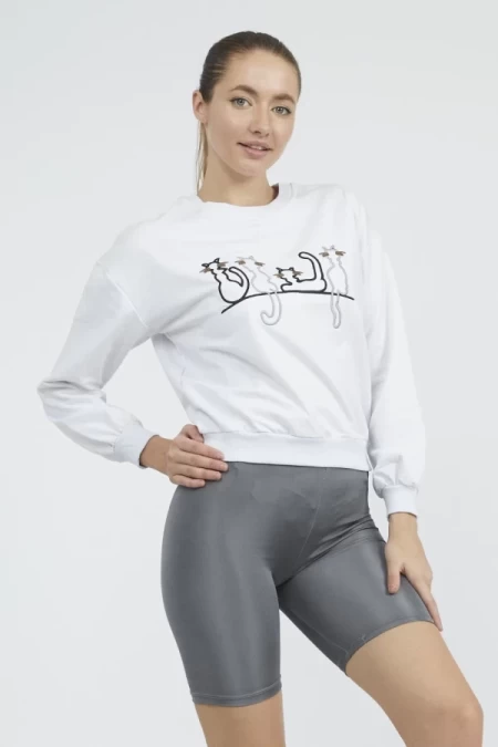 Frauen Sweatshirt 9099-6 Weiß ADROM