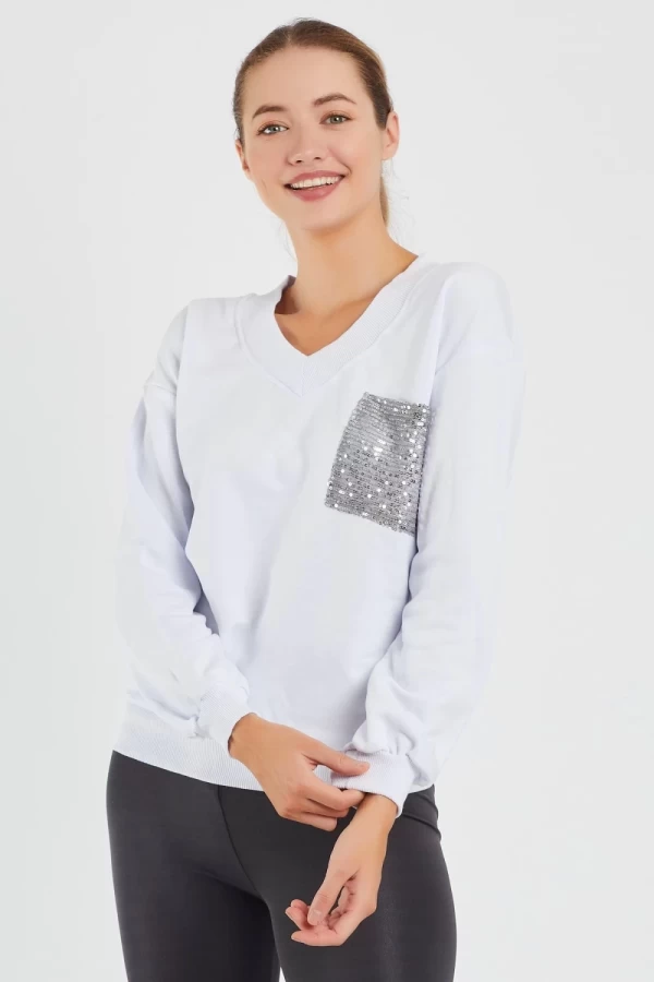 Frauen Sweatshirt 9163 Weiß ADROM