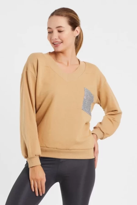 Frauen Sweatshirt 9163 Beige ADROM
