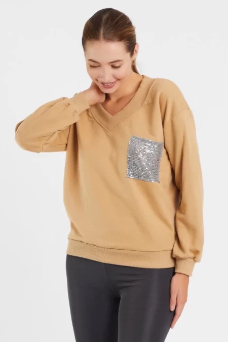 Frauen Sweatshirt 9163 Beige ADROM