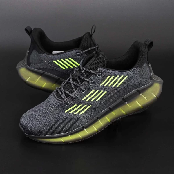 Herren Sportschuhe u0638-5 Dunkelgrau-grün fluorescent | Eumax