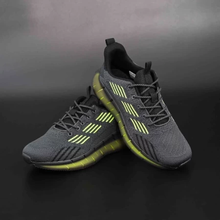 Herren Sportschuhe u0638-5 Dunkelgrau-grün fluorescent | Eumax