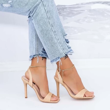 Sandalen mit einem dünnen Absatz xkk307 Beige Mei