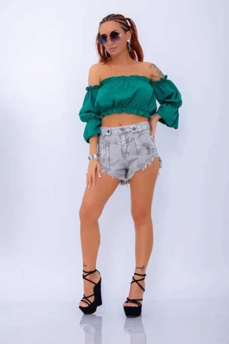 Kurzjeans für Frauen 2420-457 Grün Mode