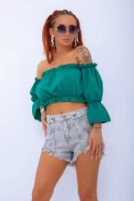 Kurzjeans für Frauen 2420-457 Grün Mode