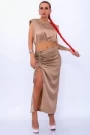 Frauen -Set - Rock und Bluse 21541 Beige Mode