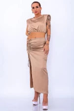 Frauen -Set - Rock und Bluse 21541 Beige Mode